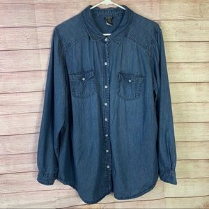 Torrid Long Sleeve Denim Shirt Torrid Size 2 US 2X